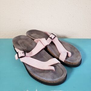 Mephisto Helen Sandals Toe Loop Pink Leather Womens Size 12 US 42 EU